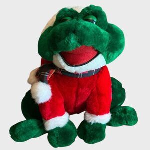 Cuddle Wit Christmas Green Frog Plush | Singing Holiday Stuffed Animal Toy 12”